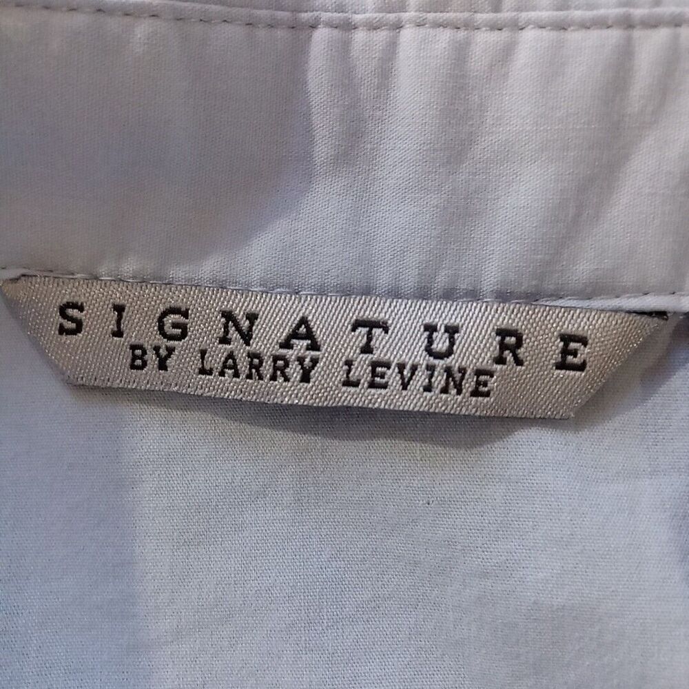 Signature By Larry Levine Shirt Women's Size Small Lt Blue Button Up 1 /2 Sleeve - Picture 9 of 12